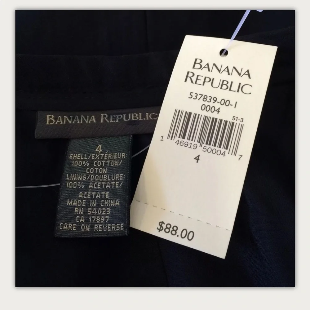 BANANA REPUBLIC Skirt A Line Preppy Black Cotton New